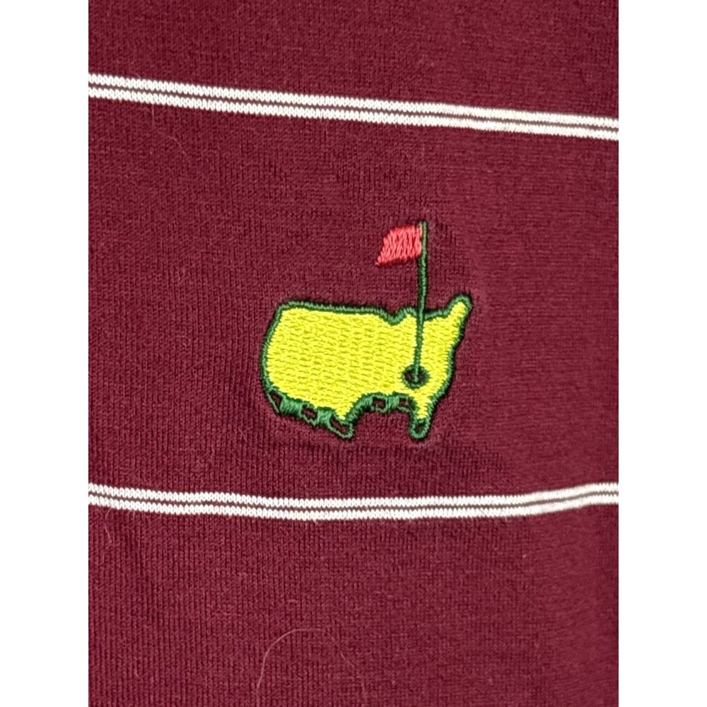 Amen Corner Masters Polo 100% Pima Cotton Medium Golf Maroon Color Stripe 248 - Picture 2 of 4